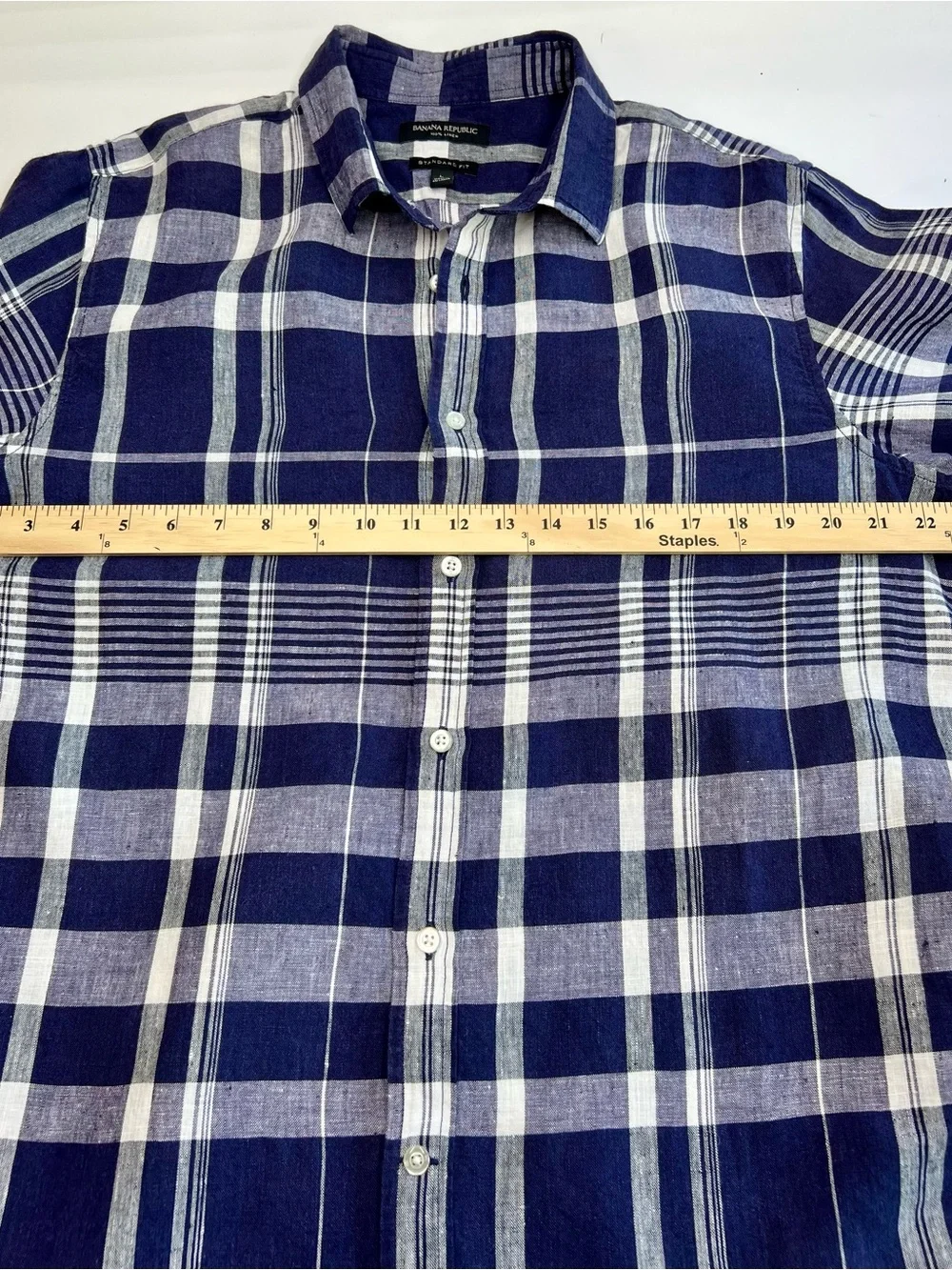 Banana republic men’s 100% linen standard   large shirt nautical preppy coastal